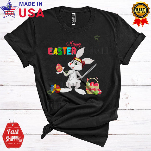 MacnyStore - Happy Easter Funny Cute Easter Day Ninja Bunny Hunting Easter Egg Basket Lover Family Group T-Shirt