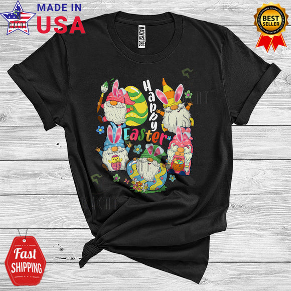 MacnyStore - Happy Easter Funny Cute Easter Five Gnomes Hunting Eggs Matching Group T-Shirt