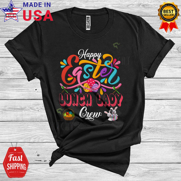 MacnyStore - Happy Easter Lunch Lady Crew Cute Funny Easter Day Bunny Lover Matching Group T-Shirt