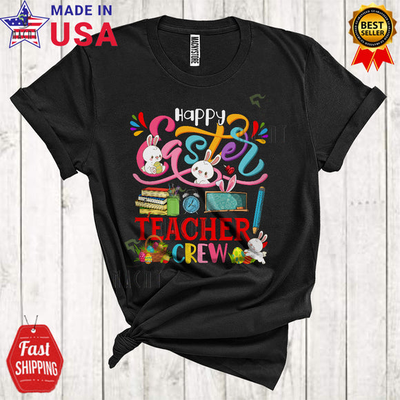 MacnyStore - Happy Easter Teacher Crew Cute Cool Easter Day Bunny Lover Matching Teacher Group T-Shirt