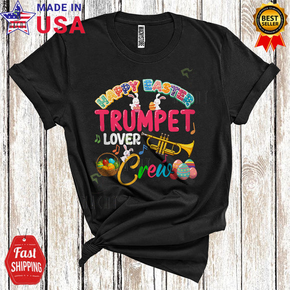 MacnyStore - Happy Easter Trumpet Lover Crew Cute Funny Easter Day Bunny Musical Instruments Player Lover T-Shirt