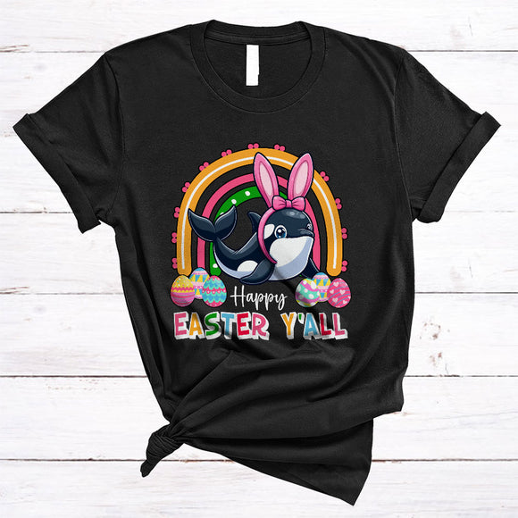 MacnyStore - Happy Easter Y'all, Lovely Easter Day Bunny Orca Sea Animal, Egg Hunt Matching Group T-Shirt