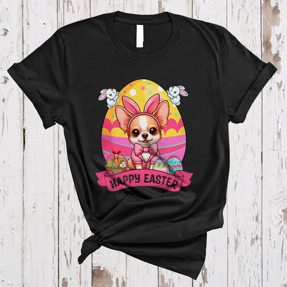 MacnyStore - Happy Easter, Adorable Bunny Chihuahua In Easter Egg, Colorful Eggs Hunting Family Group T-Shirt