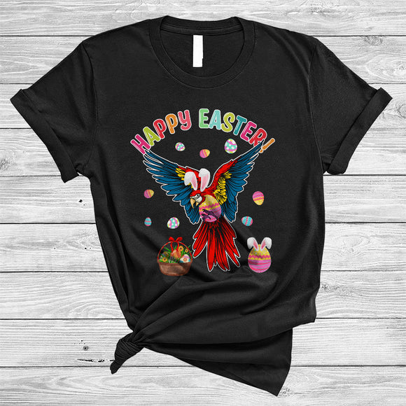 MacnyStore - Happy Easter, Adorable Bunny Parrot Bird With Easter Egg Basket, Family Group Egg Hunt T-Shirt