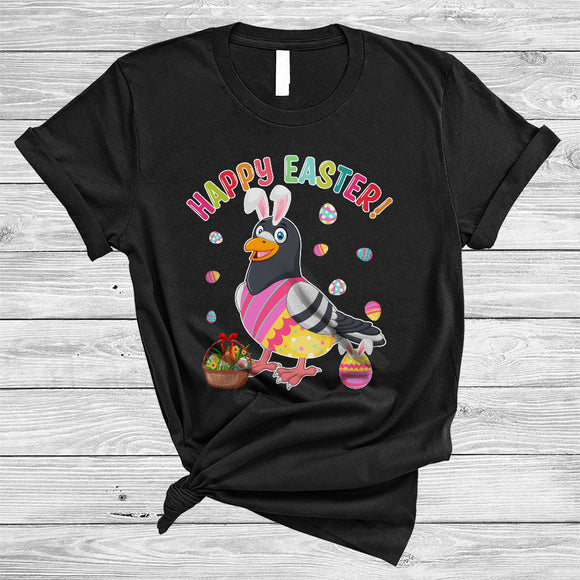 MacnyStore - Happy Easter, Adorable Bunny Pigeon Bird With Easter Egg Basket, Family Group Egg Hunt T-Shirt