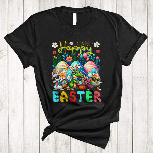 MacnyStore - Happy Easter, Adorable Easter Dabbing Bunny Alligator With Egg Basket, Alligator Wild Animal T-Shirt