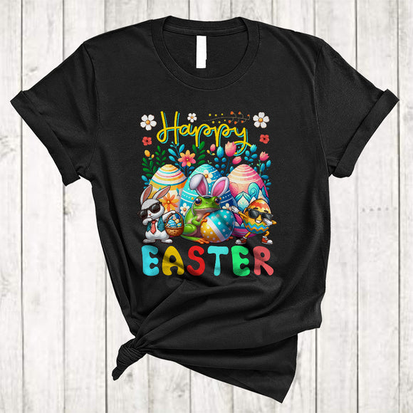 MacnyStore - Happy Easter, Adorable Easter Dabbing Bunny Frog With Egg Basket, Frog Wild Animal T-Shirt