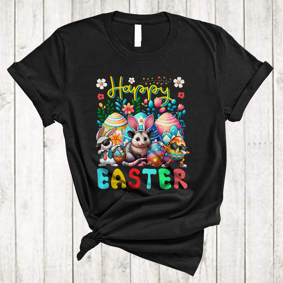 MacnyStore - Happy Easter, Adorable Easter Dabbing Bunny Opossum With Egg Basket, Opossum Wild Animal T-Shirt
