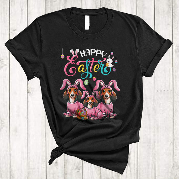 MacnyStore - Happy Easter, Adorable Easter Day Three Dachshund Bunnies, Matching Egg Hunting Group T-Shirt