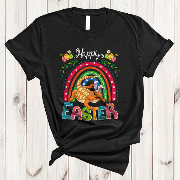 MacnyStore - Happy Easter, Amazing Easter Day Bunny Bearded Dragon Lover, Rainbow Egg Hunt Group T-Shirt