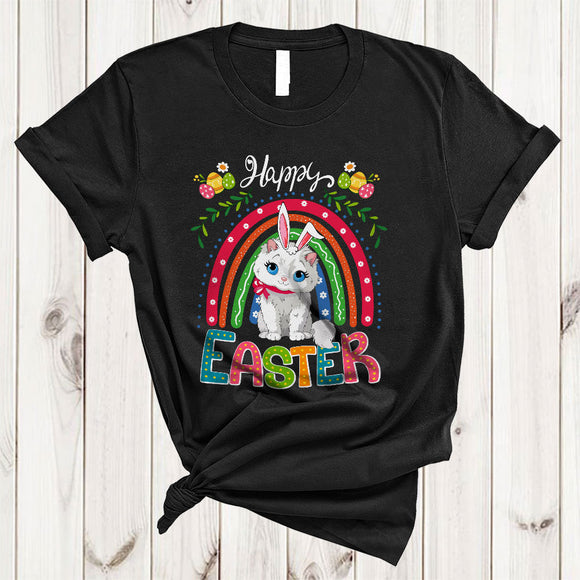 MacnyStore - Happy Easter, Amazing Easter Day Bunny Cat Lover, Rainbow Matching Egg Hunt Group T-Shirt