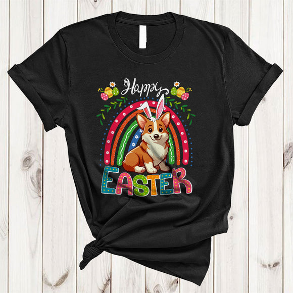 MacnyStore - Happy Easter, Amazing Easter Day Bunny Corgi Lover, Rainbow Matching Egg Hunt Group T-Shirt