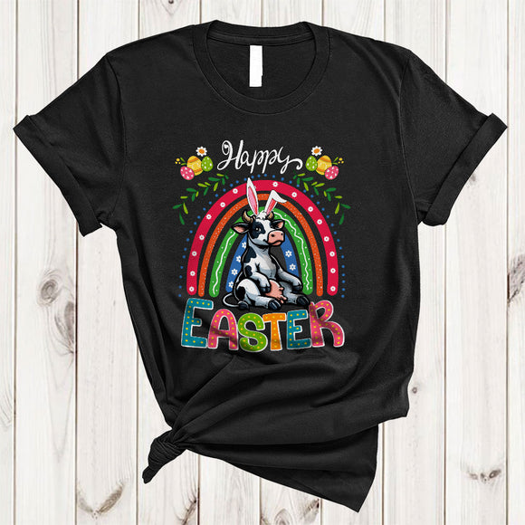 MacnyStore - Happy Easter, Amazing Easter Day Bunny Cow Lover, Rainbow Matching Egg Hunt Group T-Shirt