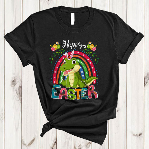 MacnyStore - Happy Easter, Amazing Easter Day Bunny Crocodile Lover, Rainbow Matching Egg Hunt Group T-Shirt