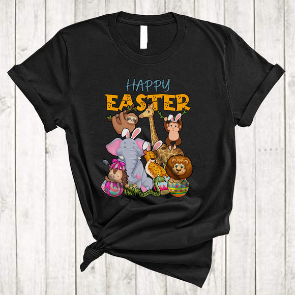 MacnyStore - Happy Easter, Amazing Easter Day Bunny Elephant Giraffe Monkey, Wild Animals Zoo Keeper T-Shirt