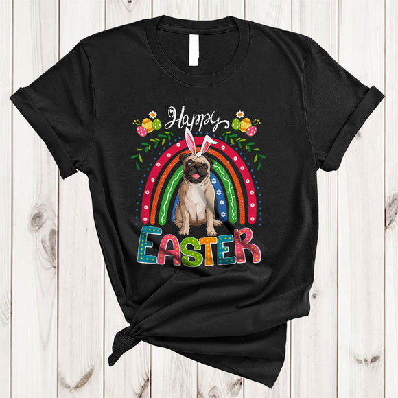 MacnyStore - Happy Easter, Amazing Easter Day Bunny Pug Lover, Rainbow Matching Egg Hunt Group T-Shirt