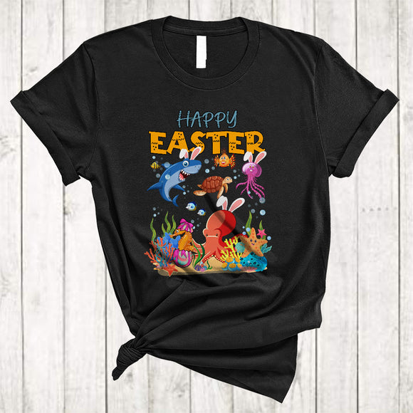 MacnyStore - Happy Easter, Amazing Easter Day Bunny Shark Squid Octopus Turtle, Sea Animals Lover T-Shirt