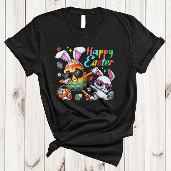 MacnyStore - Happy Easter, Amazing Easter Egg Bunny Dabbing Wearing Sunglasses, Egg Hunting Group T-Shirt