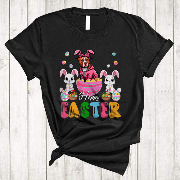 MacnyStore - Happy Easter, Awesome Easter Day Bunny Pit Bull In Easter Egg, Matching Family Group T-Shirt