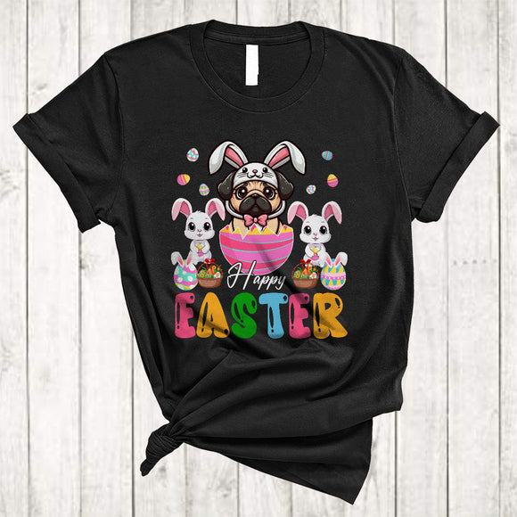 MacnyStore - Happy Easter, Awesome Easter Day Bunny Pug In Easter Egg, Matching Family Group T-Shirt