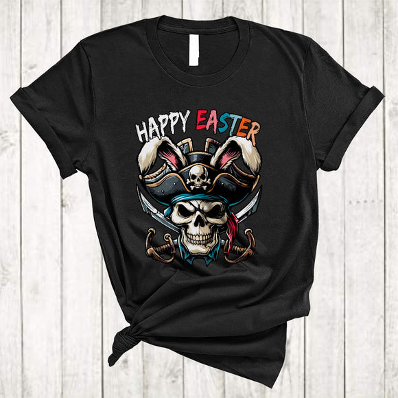 MacnyStore - Happy Easter, Awesome Easter Day Bunny Skull Pirate Lover, Egg Hunting Family Group T-Shirt