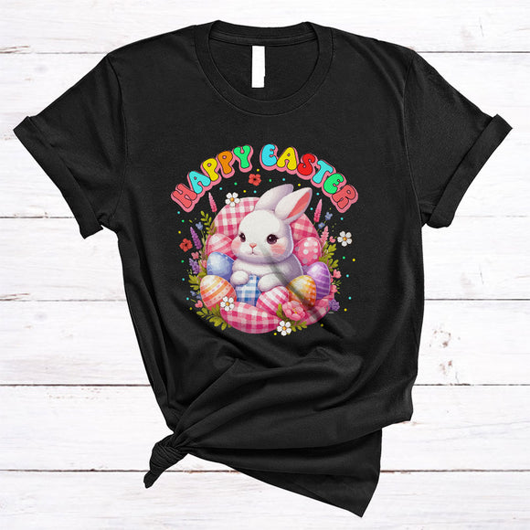 MacnyStore - Happy Easter, Awesome Easter Day Plaid Bunny Eggs, Matching Egg Hunt Group Family Lover T-Shirt