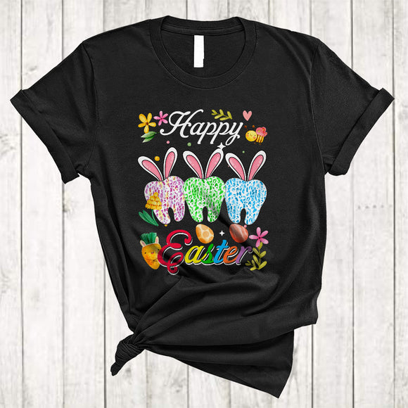 MacnyStore - Happy Easter, Colorful Easter Day Dentist Tools Bunny Leopard, Matching Dentist Group T-Shirt