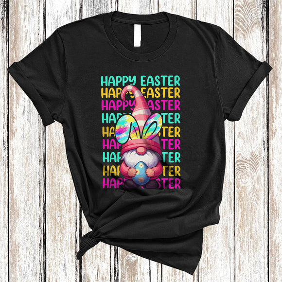 MacnyStore - Happy Easter, Colorful Easter Day Gnome Bunny Ears, Matching Family Egg Hunt Group T-Shirt