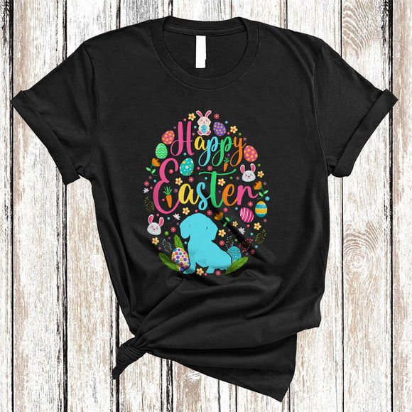 MacnyStore - Happy Easter, Colorful Easter Eggs Shape Dachshund Lover, Matching Family Group Egg Hunting T-Shirt