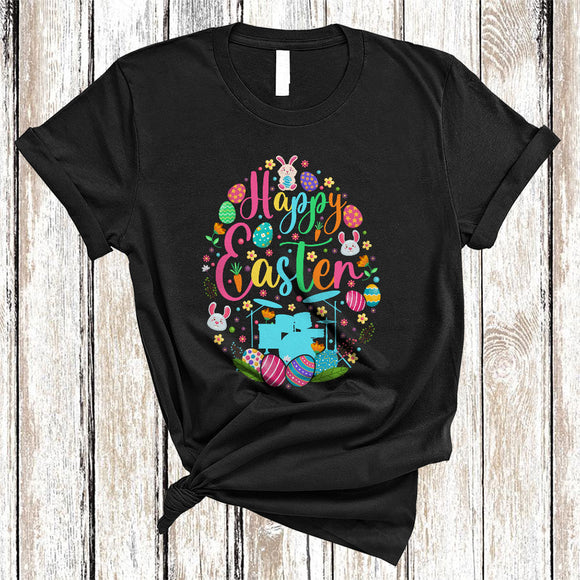 MacnyStore - Happy Easter, Colorful Easter Eggs Shape Drum Lover, Matching Family Group Egg Hunting T-Shirt