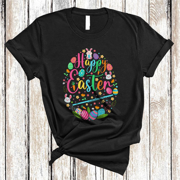 MacnyStore - Happy Easter, Colorful Easter Eggs Shape Flute Lover, Matching Family Group Egg Hunting T-Shirt