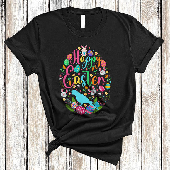MacnyStore - Happy Easter, Colorful Easter Eggs Shape Parrot Lover, Matching Family Group Egg Hunting T-Shirt