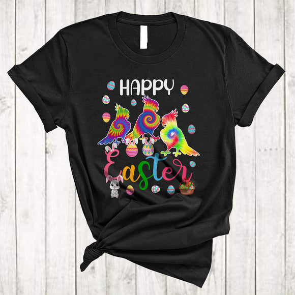 MacnyStore - Happy Easter, Colorful Easter Tie Dye Three Bunny Cockatiel Lover, Matching Family Egg Hunt T-Shirt
