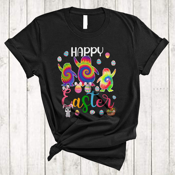 MacnyStore - Happy Easter, Colorful Easter Tie Dye Three Bunny Penguin Lover, Matching Family Egg Hunt T-Shirt
