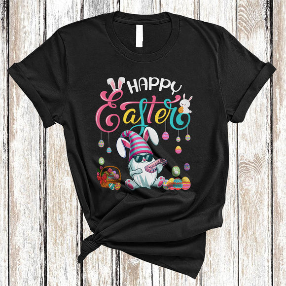 MacnyStore - Happy Easter, Joyful Easter Bunny Gnome Playing Harmonica, Musical Instruments Player Group T-Shirt