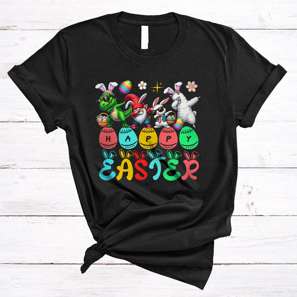 MacnyStore - Happy Easter, Joyful Easter Day Dabbing Bunny Gnome T-Rex Llama, Egg Hunting Family Group T-Shirt