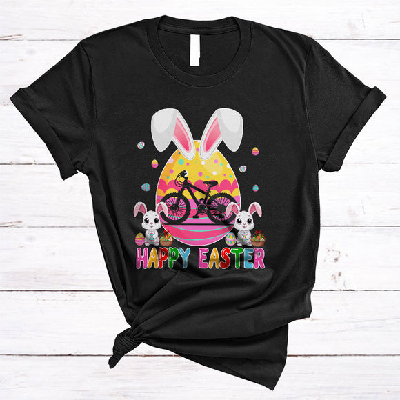 MacnyStore - Happy Easter, Lovely Easter Day Bunny Egg Shape Bicycle, Matching Egg Hunt Bicycle Lover T-Shirt