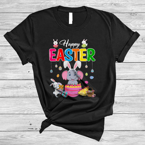 MacnyStore - Happy Easter, Lovely Easter Day Bunny Elephant In Egg Basket, Elephant Wild Animal Lover T-Shirt