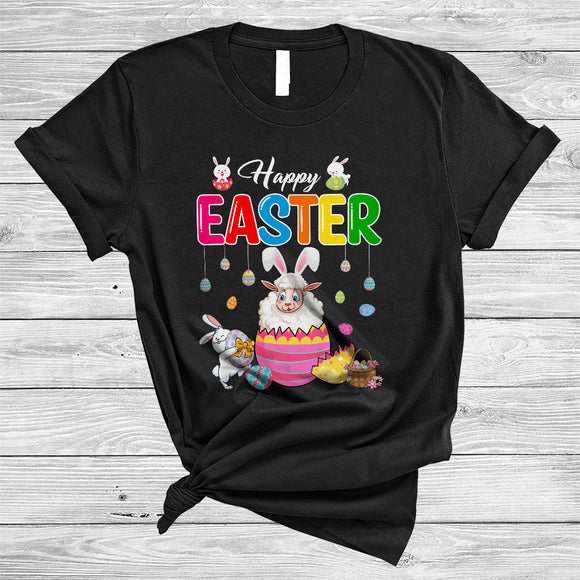 MacnyStore - Happy Easter, Lovely Easter Day Bunny Sheep In Egg Basket, Sheep Animal Lover T-Shirt