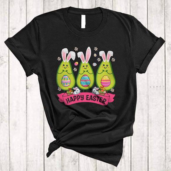 MacnyStore - Happy Easter, Lovely Easter Day Three Bunny Avocados, Matching Easter Eggs Vegan Fruit Lover T-Shirt