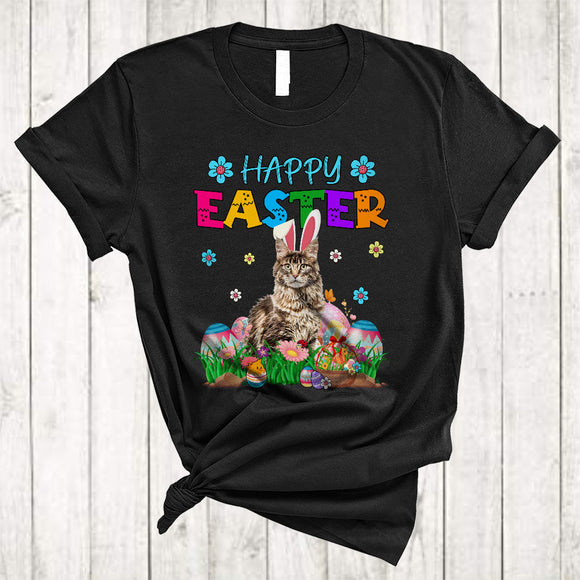 MacnyStore - Happy Easter, Lovely Easter Egg Basket Bunny Maine Coon, Matching Family Group T-Shirt