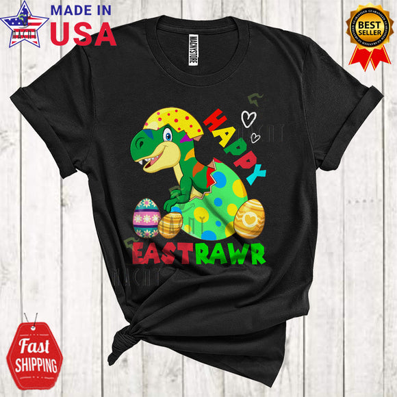 MacnyStore - Happy Eastrawr Cool Cute Easter Day Bunny T-Rex Dinosaur In Easter Egg Hunt Family Group T-Shirt