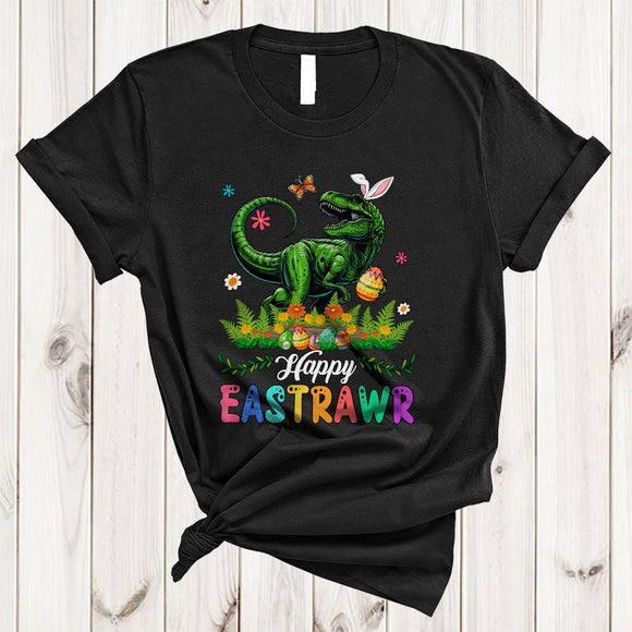 MacnyStore - Happy Eastrawr, Humorous Easter Day T-Rex Bunny Egg Hunt, Matching Dinosaur Lover T-Shirt