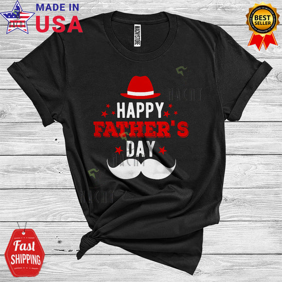 MacnyStore - Happy Father's Day Cool Funny Father's Day Matching Family Group Dad Mustache Face T-Shirt