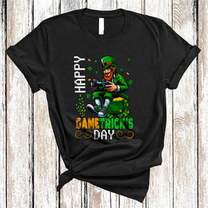 MacnyStore - Happy Gametrick's Day, Joyful St. Patrick's Day Irish Man Gaming, Gamer Lover Lucky Shamrock T-Shirt