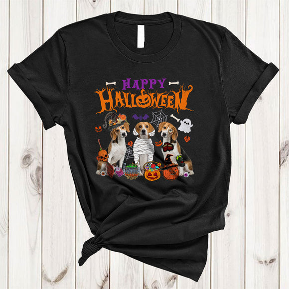 MacnyStore - Happy Halloween Cool Adorable Halloween Witch Mummy Zombie Beagle Collection T-Shirt