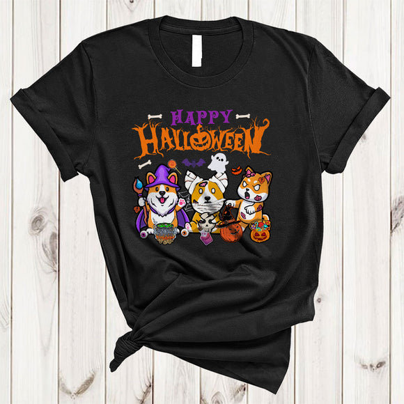 MacnyStore - Happy Halloween Cool Adorable Halloween Witch Mummy Zombie Corgi Collection T-Shirt