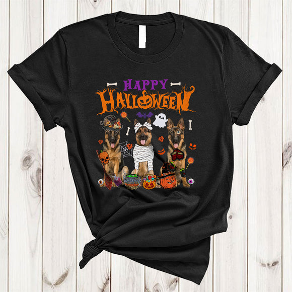 MacnyStore - Happy Halloween Cool Adorable Halloween Witch Mummy Zombie German Shepherd Collection T-Shirt