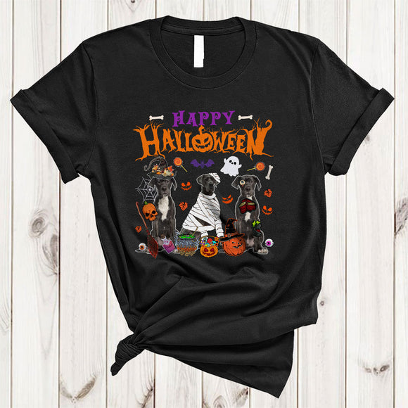 MacnyStore - Happy Halloween Cool Adorable Halloween Witch Mummy Zombie Great Dane Collection T-Shirt