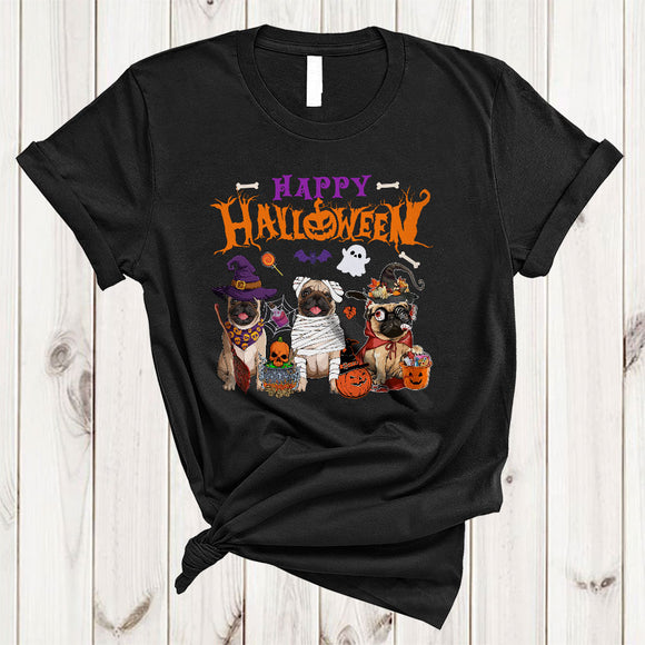 MacnyStore - Happy Halloween Cool Adorable Halloween Witch Mummy Zombie Pug Collection T-Shirt